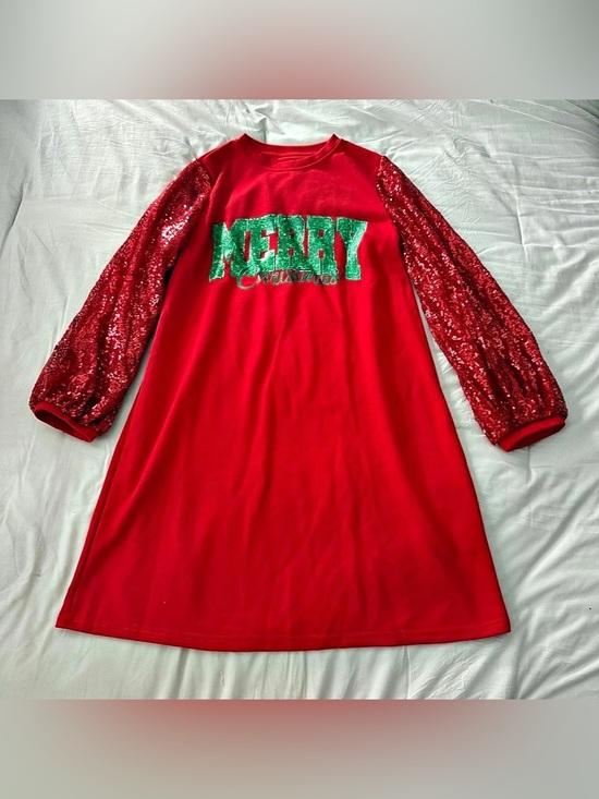 Dresses & Skirts - Women's Red Sequin Sleeve Holiday Dress Size Small